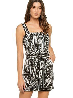 Farm Rio Off White Elegance Scarf Romper